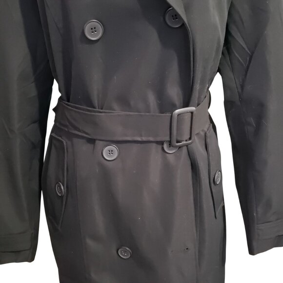 Wantdo Trench Coat Women's Size XL Black Double Breasted Belted - Picture 3 of 10